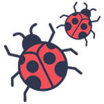 Billedet er en grafik med en stor og en lidt mindre mariehøne fra Marie Marolle logo